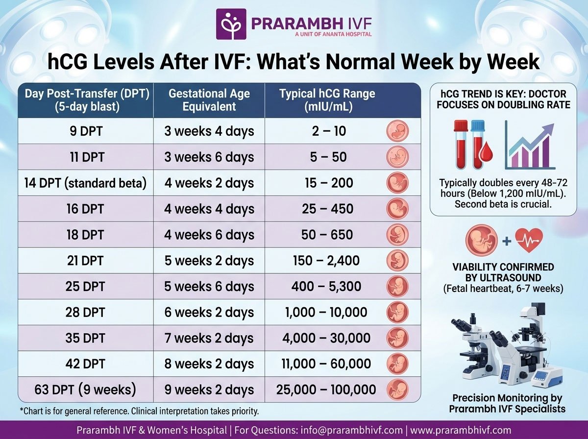 hCG Levels After IVF: What’s Normal Week by Week (With Chart)
